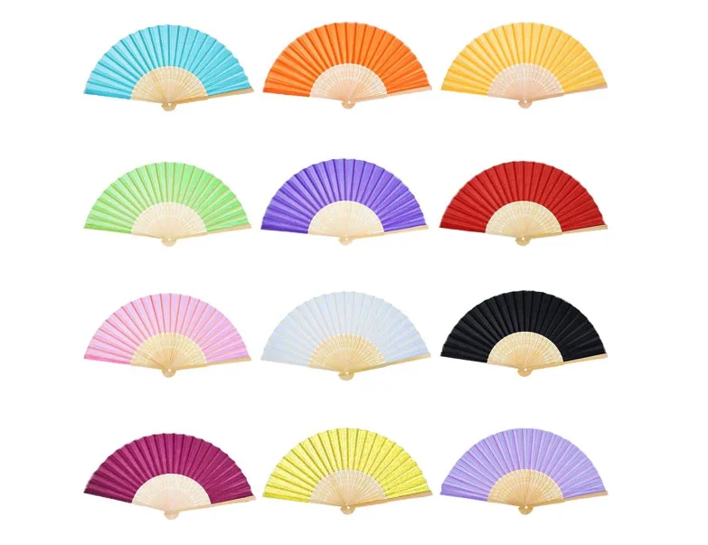 
Chinese Personalized Bamboo Paper Hand Held Folding Hand Held Paper Fans 