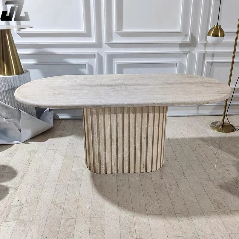 Marble Beige Coffee Table Living Room Furniture Marble Top Coffee Travertine Coffee Table Bench Handcrafted in Travertine