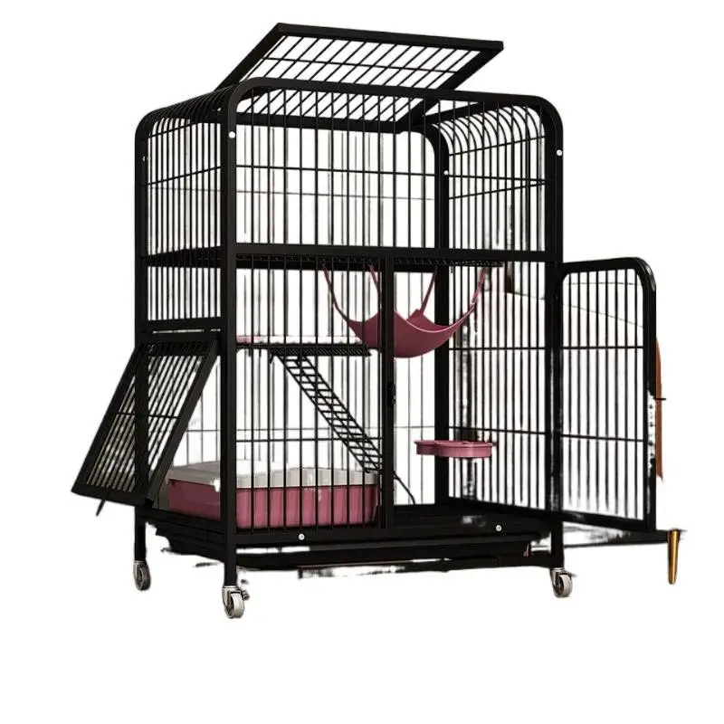 High Quality 3-Tier Cat Cage, Cat Kennel, Cat Cage Playpen Iron Wire Collapsible Cage Cattery Indoor Large Luxury Cats House