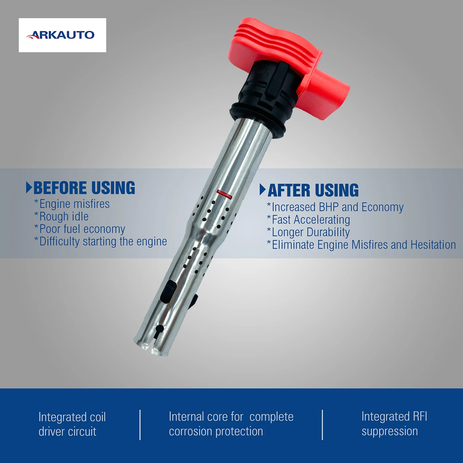 RED TOP  IGNITION COIL UF529 06E905115E FOR AUDI A6L A4L A5 A6 A7 A8L Q5 Q7 R8 S4 RS6 S6 S5 3.0T EA839 2.5 2.8 3.2 4.2 5.2