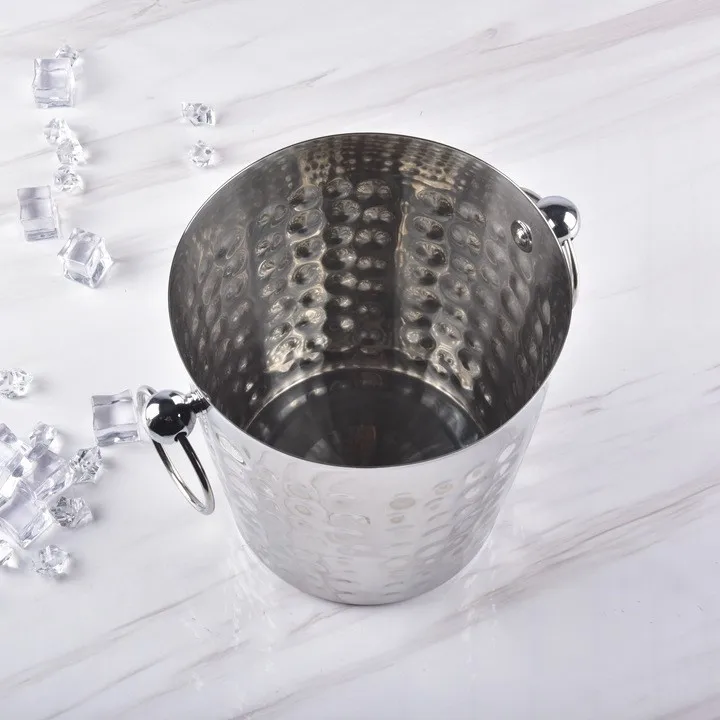 High Quality Ice Bucket with Handle Stainless Steel Champagne Bucket Customer Logo Barware wine chiller OEM for bar party
