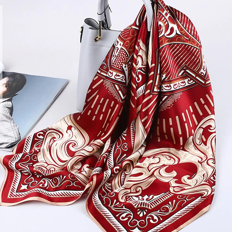 Индивидуальный шелковый шарф 90 см, шарф из чистого шелка, бандана, квадратный шелковый шарф, Женский хиджаб