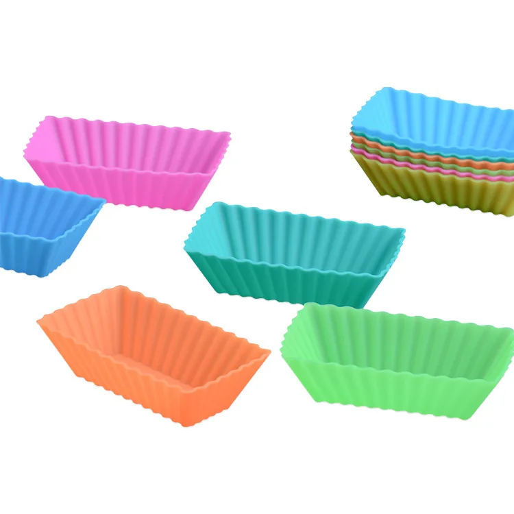 New arrival  rectangle food grade reusable easy to demould non stick silicone cupcakes liners baking muffin cup for party