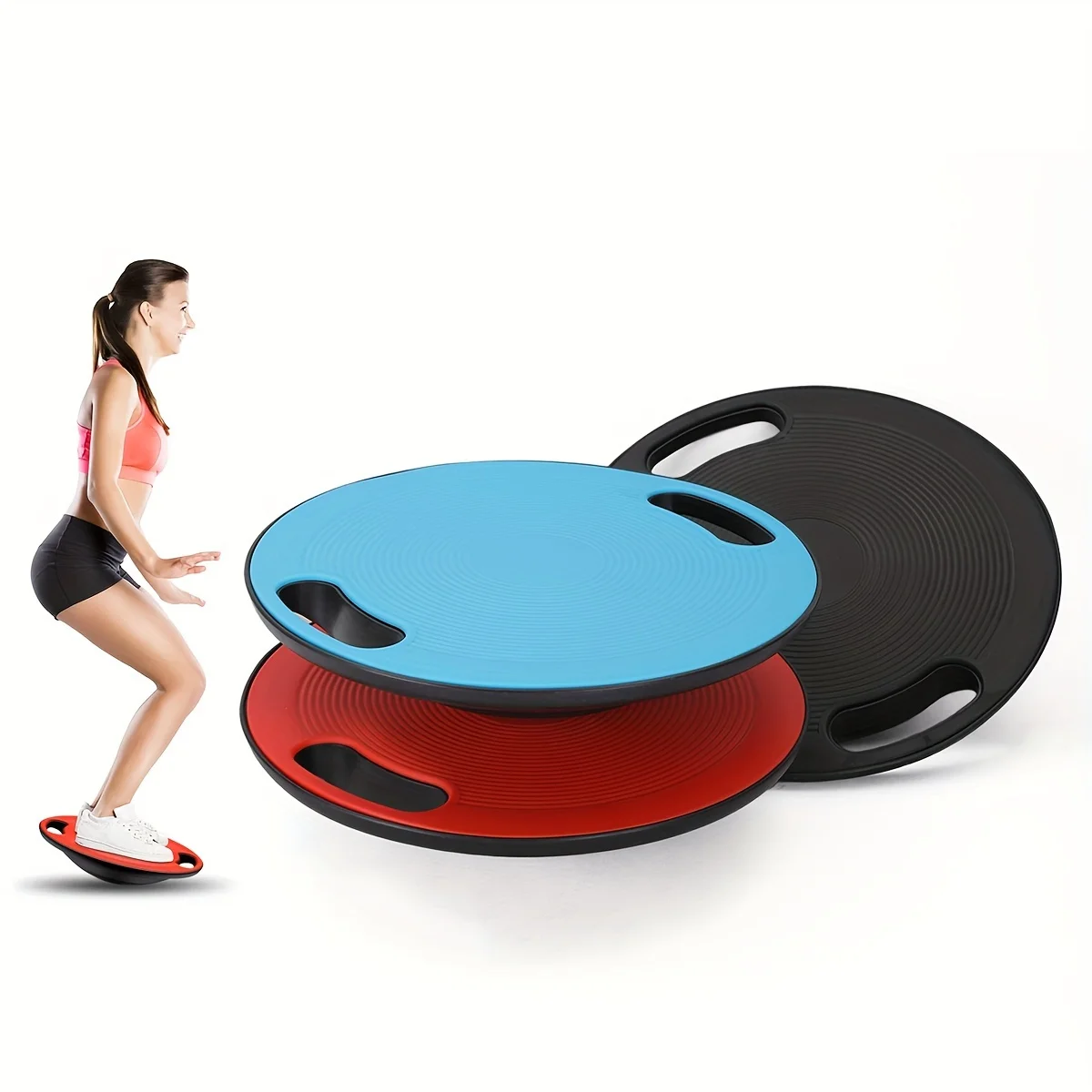 Custom High Quality Plastic Round Exercise Fitness Twisting Workout Wobble Yoga Sport Balance Board With Handle