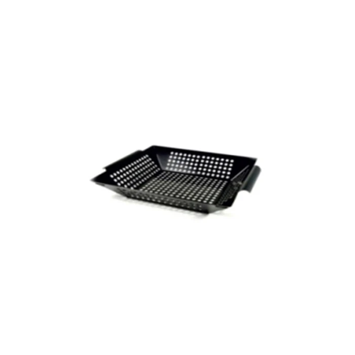 Non-Stick Rectangle Square BBQ Vegetable Grill Basket Outdoor Cookware Bbq Tooper BBQ Vegetable Grill Pan Wok