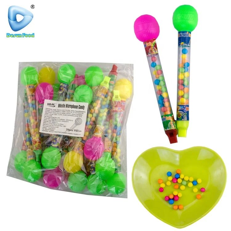Hot Selling Wholesale Colorful Microphone Whistle Toys With Candy