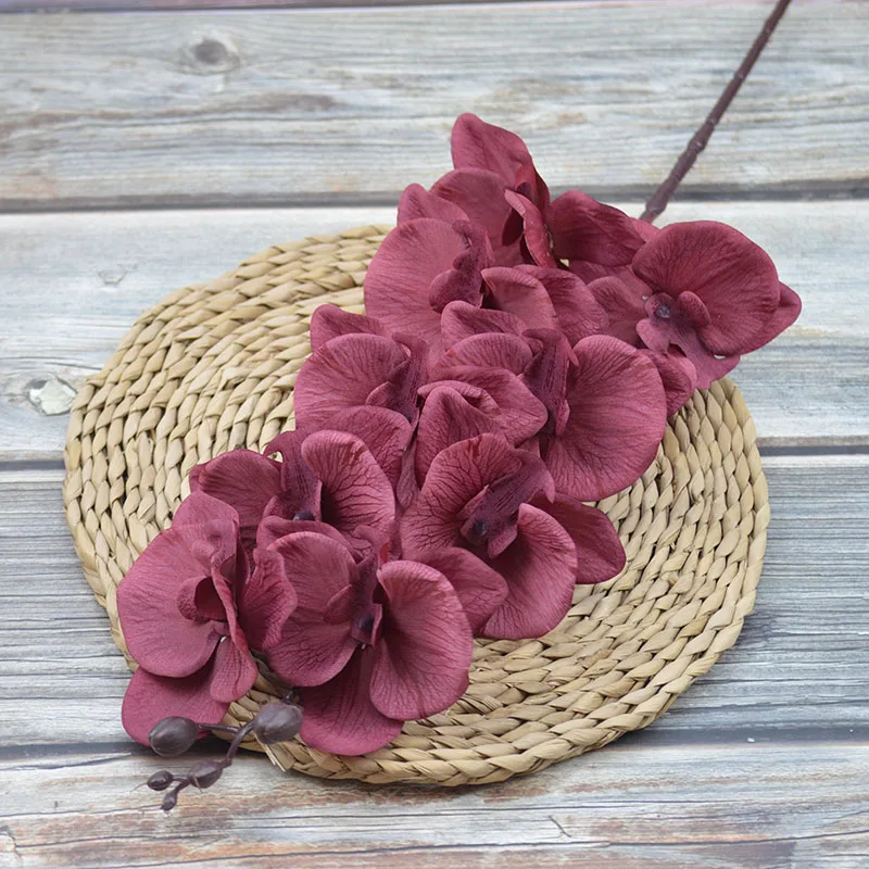 Real Touch Flowers Decoration 9 Heads Artificial Phalaenopsis Orchids