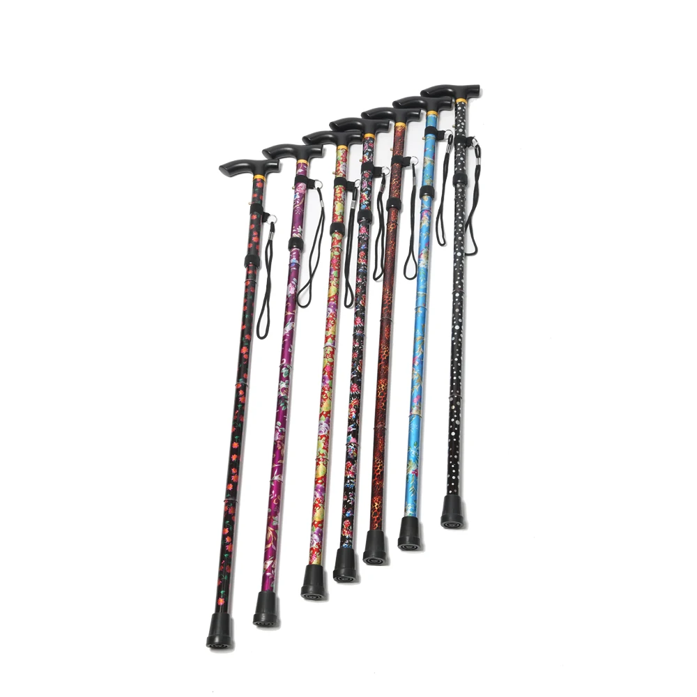 Lightweight Aluminum Crutches Hiking Ultralight 5 Section Adjustable Walking Stick Aluminum Alloy Foldable Canes