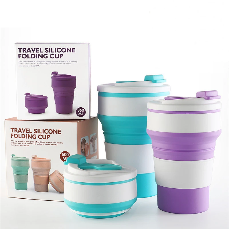 500ML Reusable Travel Silicone Foldable Coffee Cup Mug