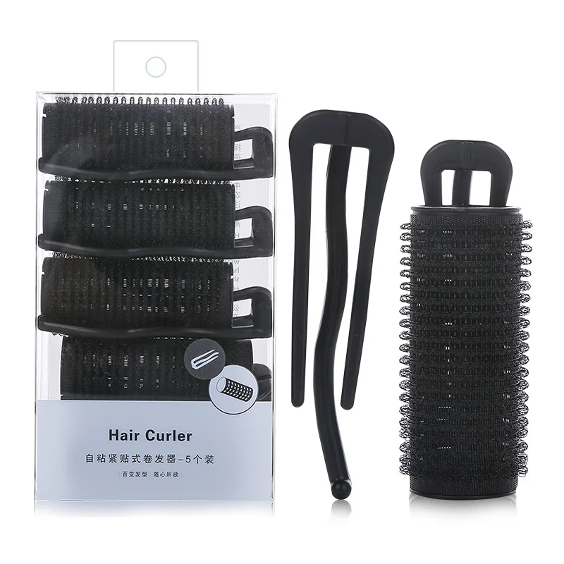 Black 5PCS/Set Curlers Nylon Curling Clip DIY Hair Rollers Sleep Air Bang