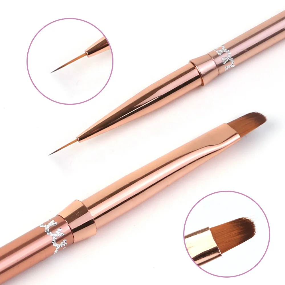 Gelsly Custom Nail Brush Nail Art Ombre Brush Rose Gold Metal Handle Nail Gel Brush
