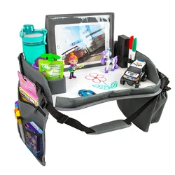 Kids Travel Tray with Dry Erase Board Kids Travel Tray for Car Seat Kids Car Food Tray