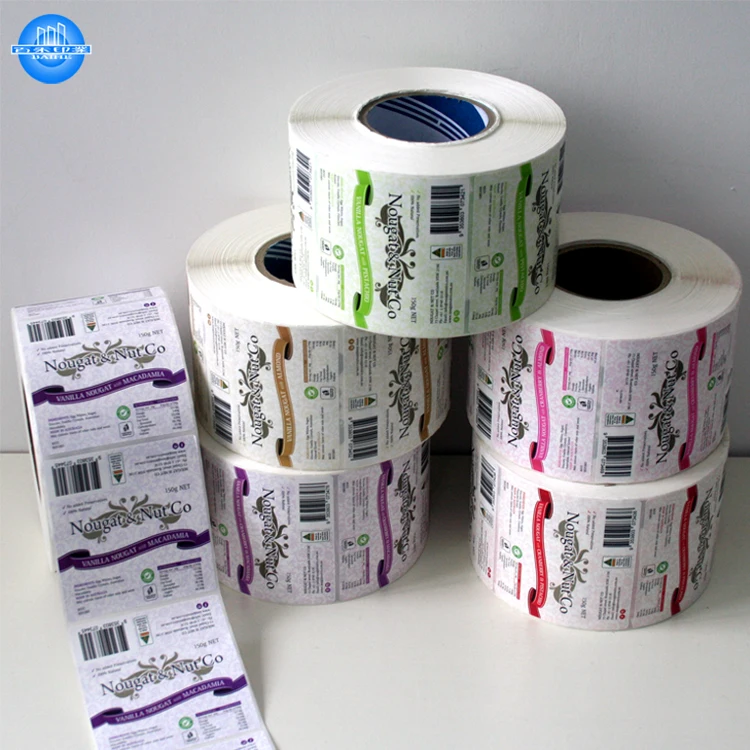 Manufacturers custom private brand printing logo adhesive roll labels stickers for packaging