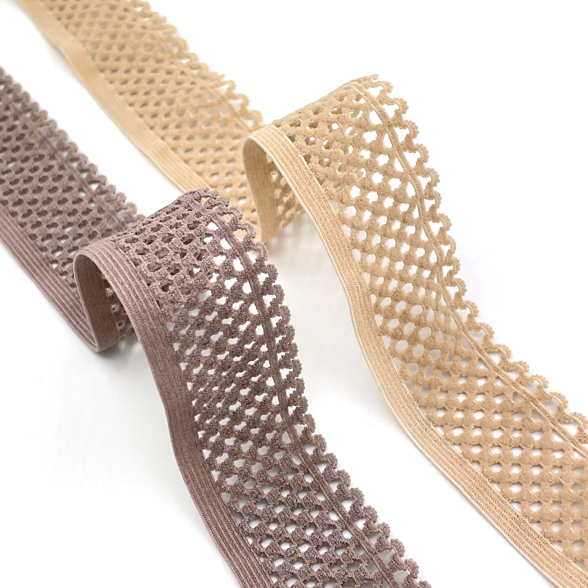 Fancy soft 27mm nylon knitted elastic  picot edge elastic lingerie underwear edging stretch lace trim band