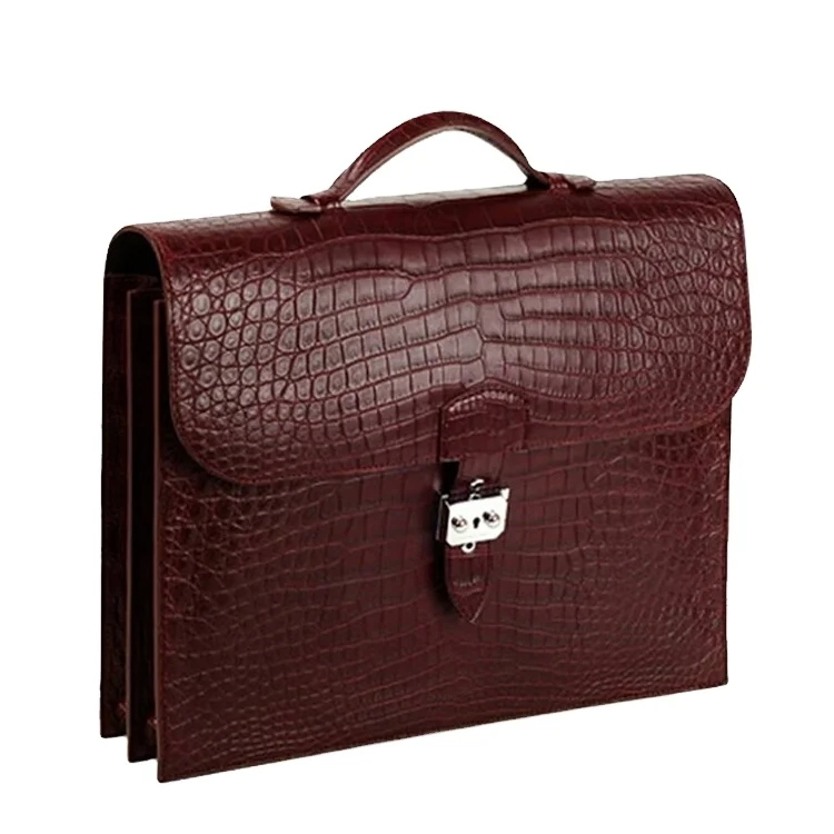 Luxury handmade real exotic genuine crocodile leather men briefcase business bag