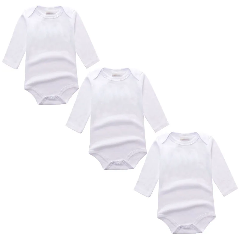 Unisex soft cotton rompers baby bodysuit long sleeve white