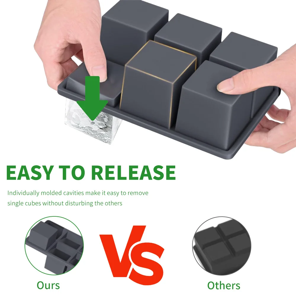 Silicone Ice Cube Tray with Lid, Large Stackable Ice Cube Moulds,  Whiskey Ice Cube Moulds, Keeps Drinks Cold  Ice Cube Tray