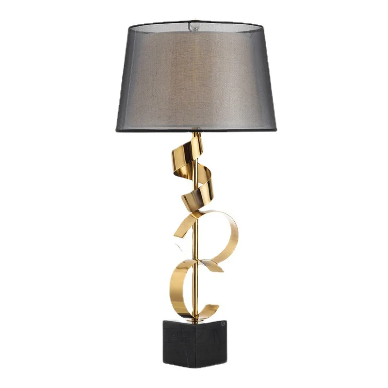 home decorative living room modern black shade luxury metal gold table lamps