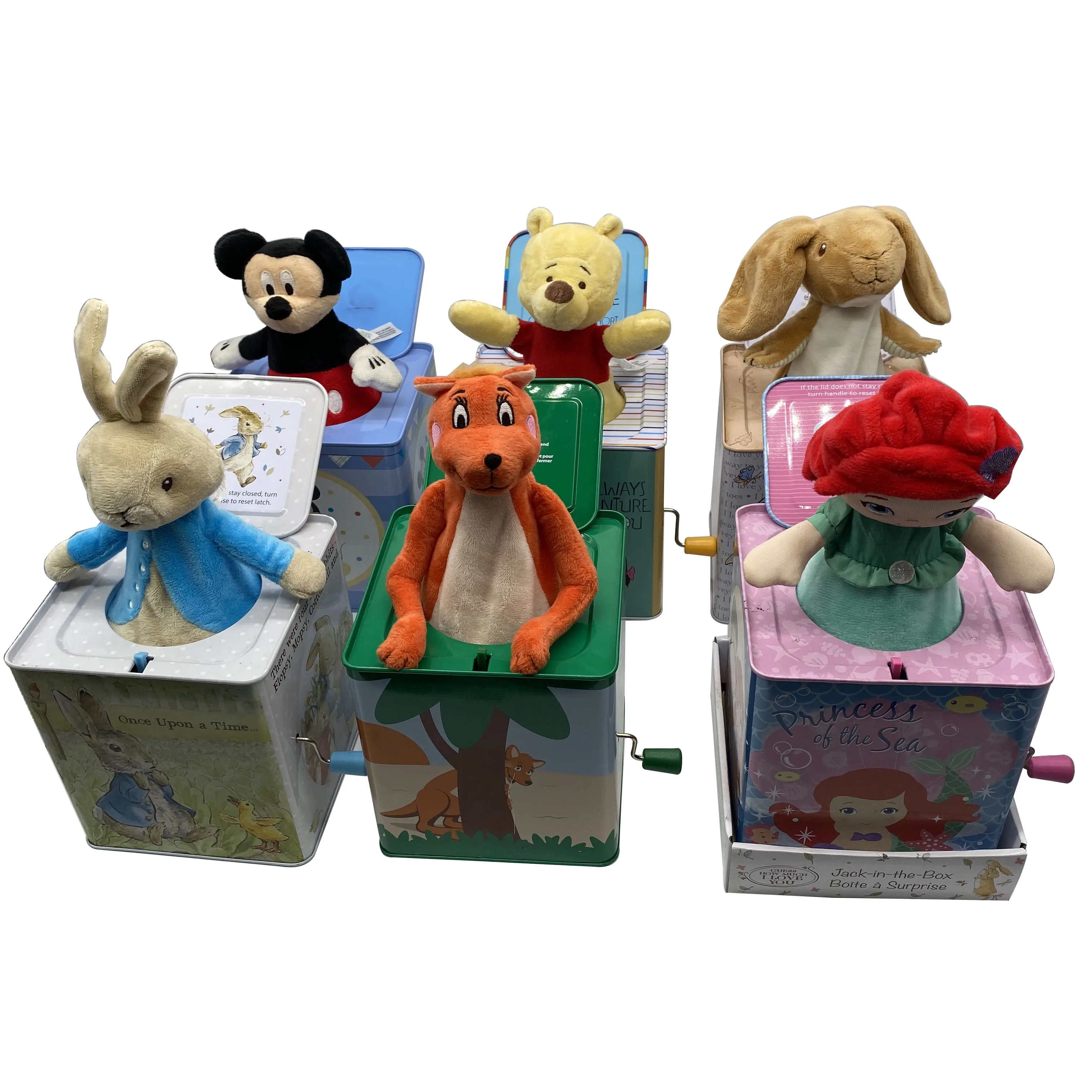 New design customized  plush doll metal music tin box custom gift Christmas decorations for child
