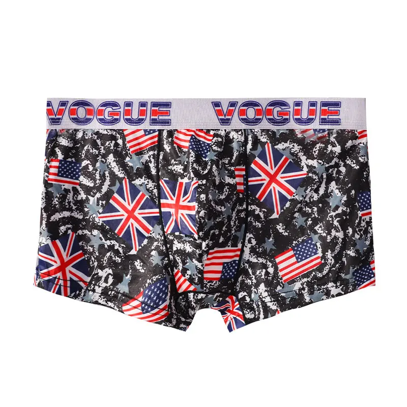 Недорогие дышащие мужские боксеры из полиэстера, сексуальное мужское нижнее белье с принтом, мужское нижнее белье из ледяного шелка