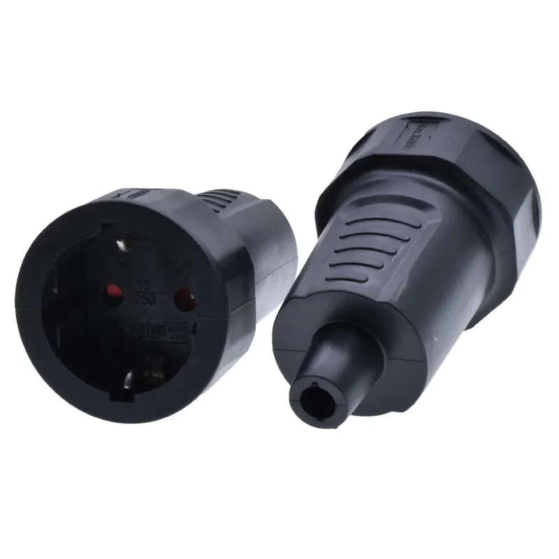 EU Wiring Schuko Power Cord Cable Plug Female Assembly Receptacle Power Plug Russia French Korea German 16A 250V Black Package