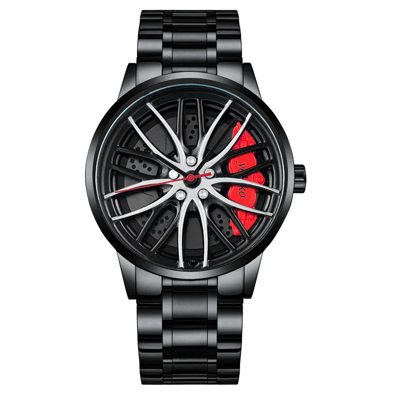 New Fashion Black Car Wheel Design Quartz Watches Men Rim Hub Wheel Male Clock relogio masculino