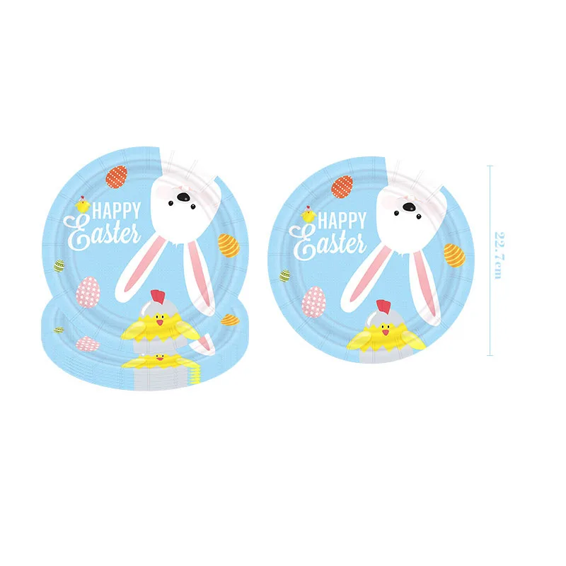 Easter egg themed party disposable paper plate tablecloth flag decoration tableware set