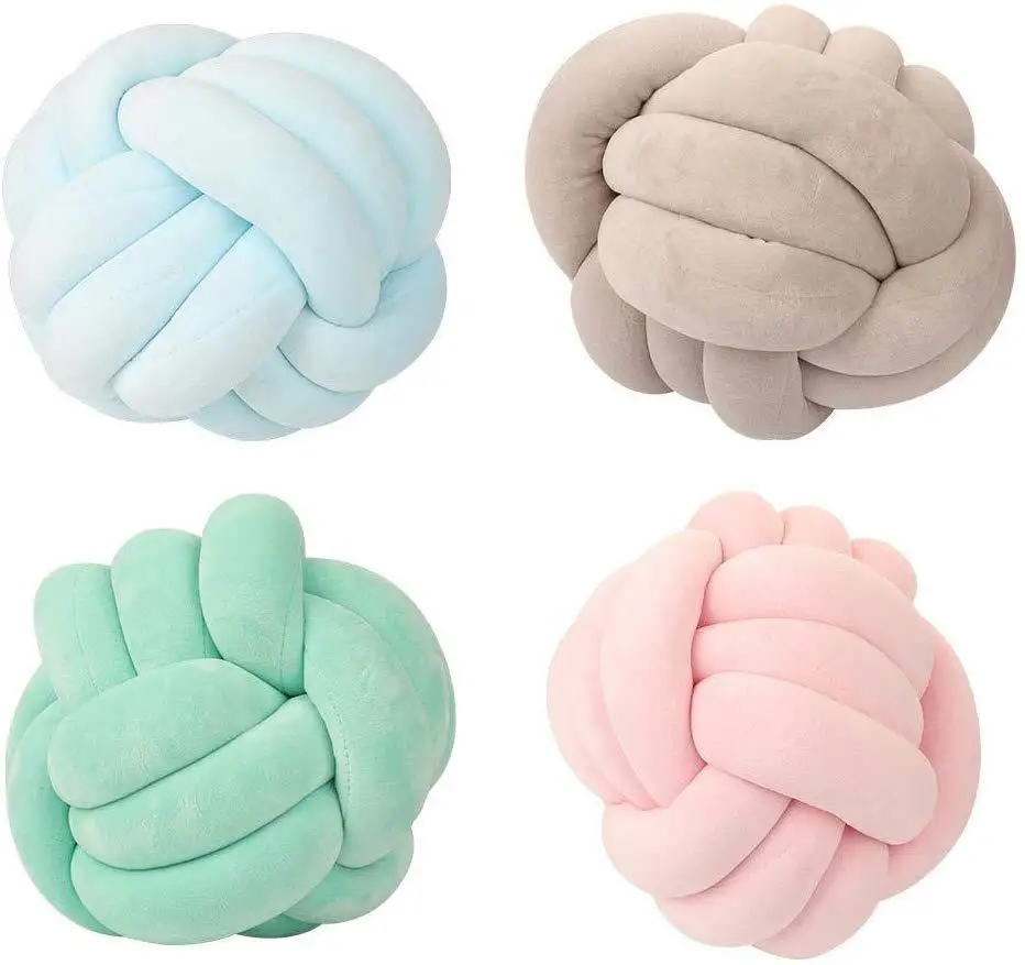 YIZHI 27cm Large Soft Cotton Knot Ball Pillow Kids Bed Decoration Round Cushion Throw Pillow for Sofa Bedroom Home Decor