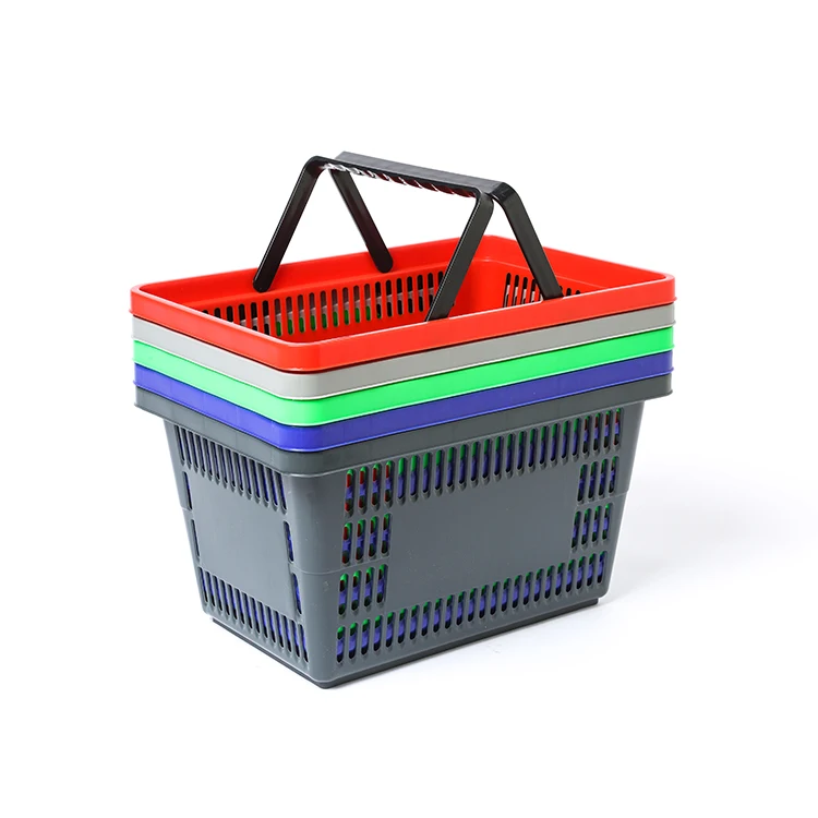 Supermarket plastic shopping basket hot sell customized Logo multifunction