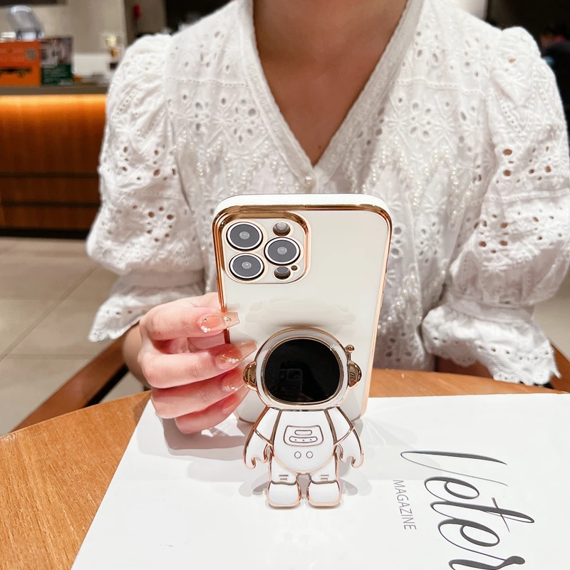 MAXUN гальванический 6D астронавт складной Стенд чехол для телефона iPhone X XS XR 11 12 13 14 Plus Pro