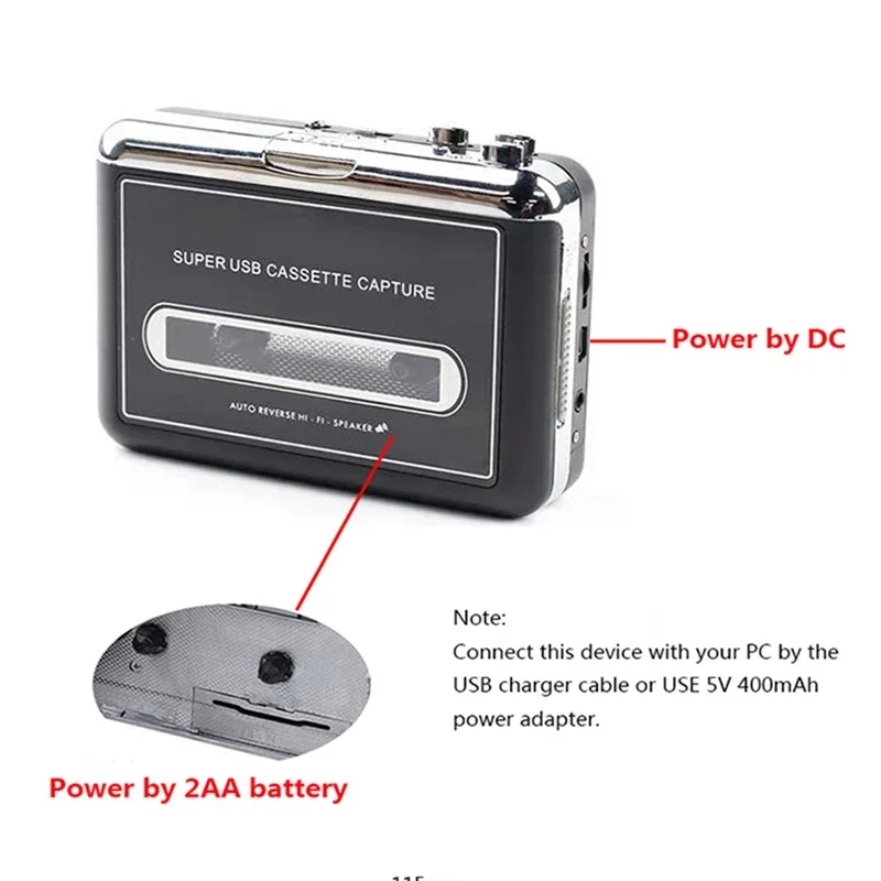 Cassette Player Walkman Cassette Player Portable Speaker Multiple Power Supply Methods Digitizes Cassette Music to MP3 Function
