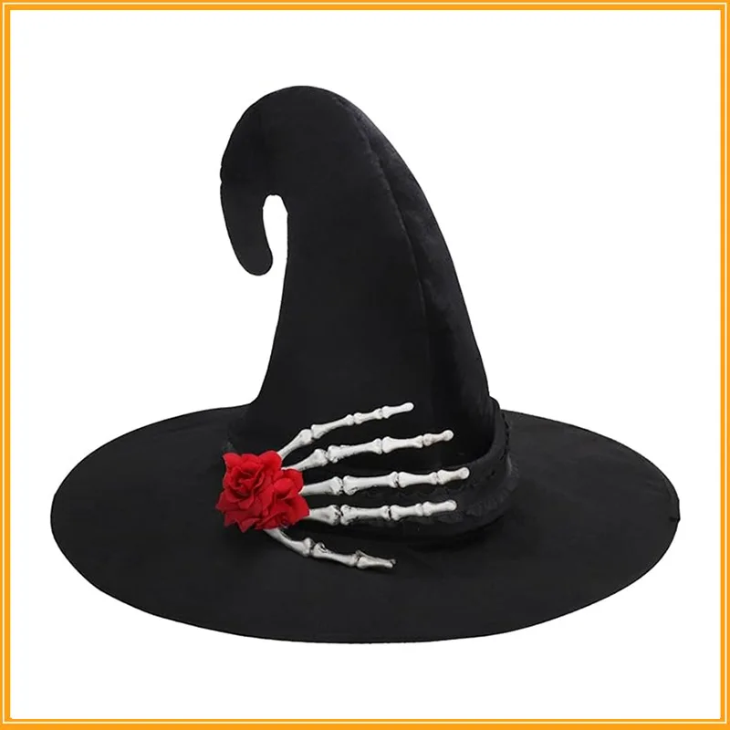 New Cosplay Witch Hat Gothic Theme Party Wizard Hat Skull Skeleton Witch Hat