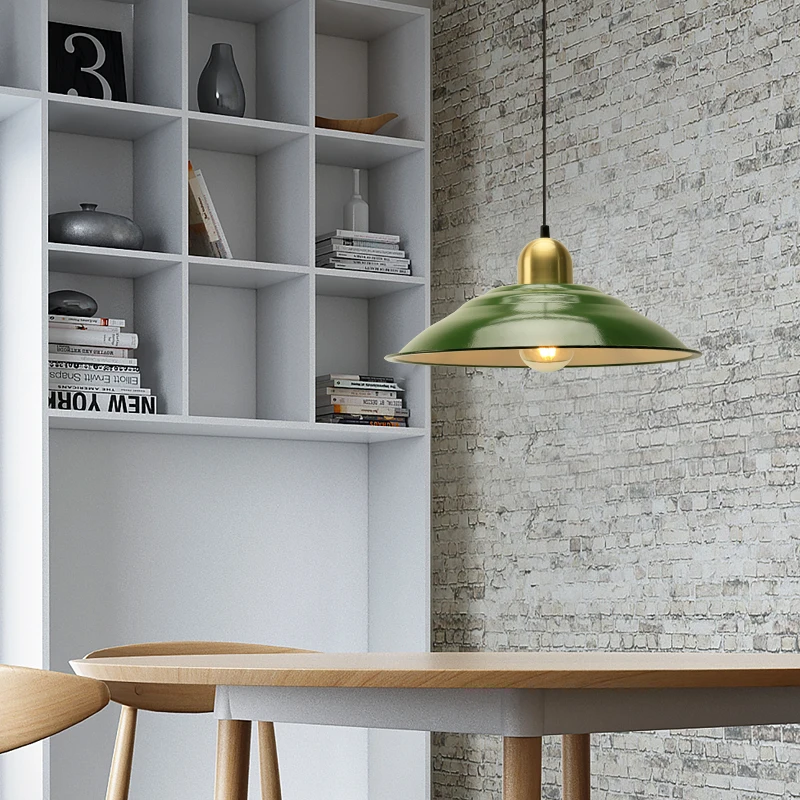 Bars and restaurant decorative hanging pendant light vintage industrial  iron lamp shade  enamel pendant light