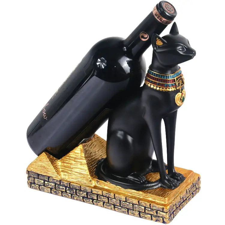 Wine Rack Wholesale High End Egypt Decoration Egyptian Cat God Living Room Ornament Porte Vin Elegant Wine Holder Figure