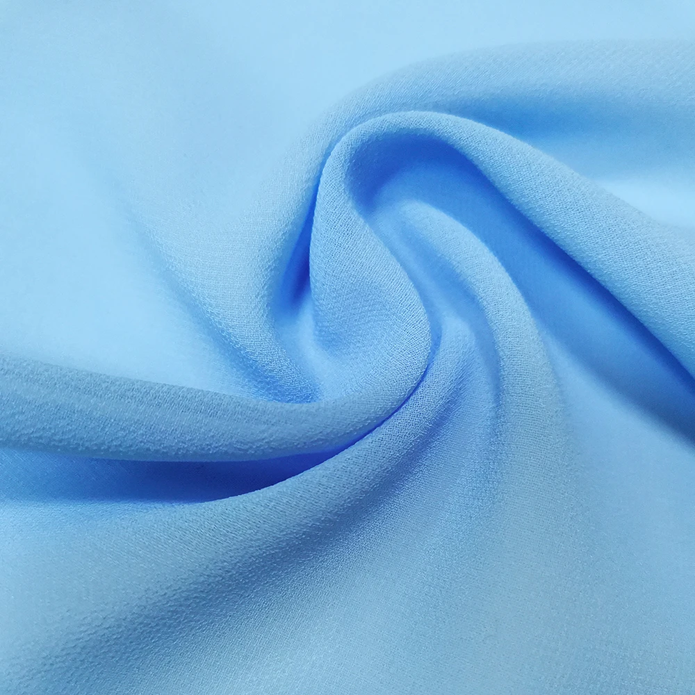 plain 75D 96GSM Recycle PET linen soft pleasantly cool 100% recycle pearl chiffon crepe fabric