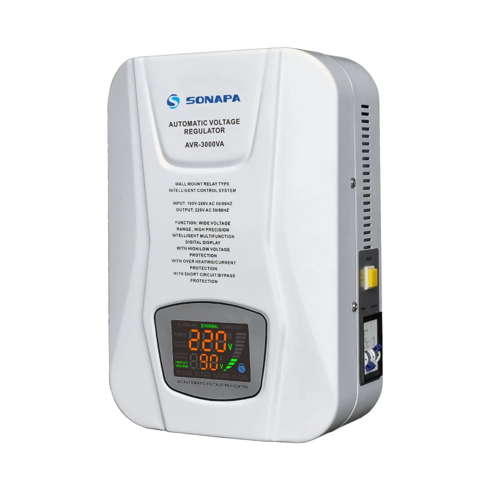 Home use wall mounted 3000VA stabilizer power 220V relay type voltage regulator for household