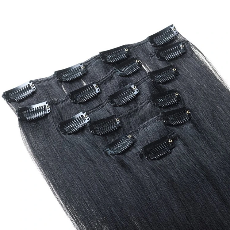 Hot Sale 100% Human clip in hair extensions for black women 7pcs or 8pcs 10pcs full head straight virgin Brazilian hair