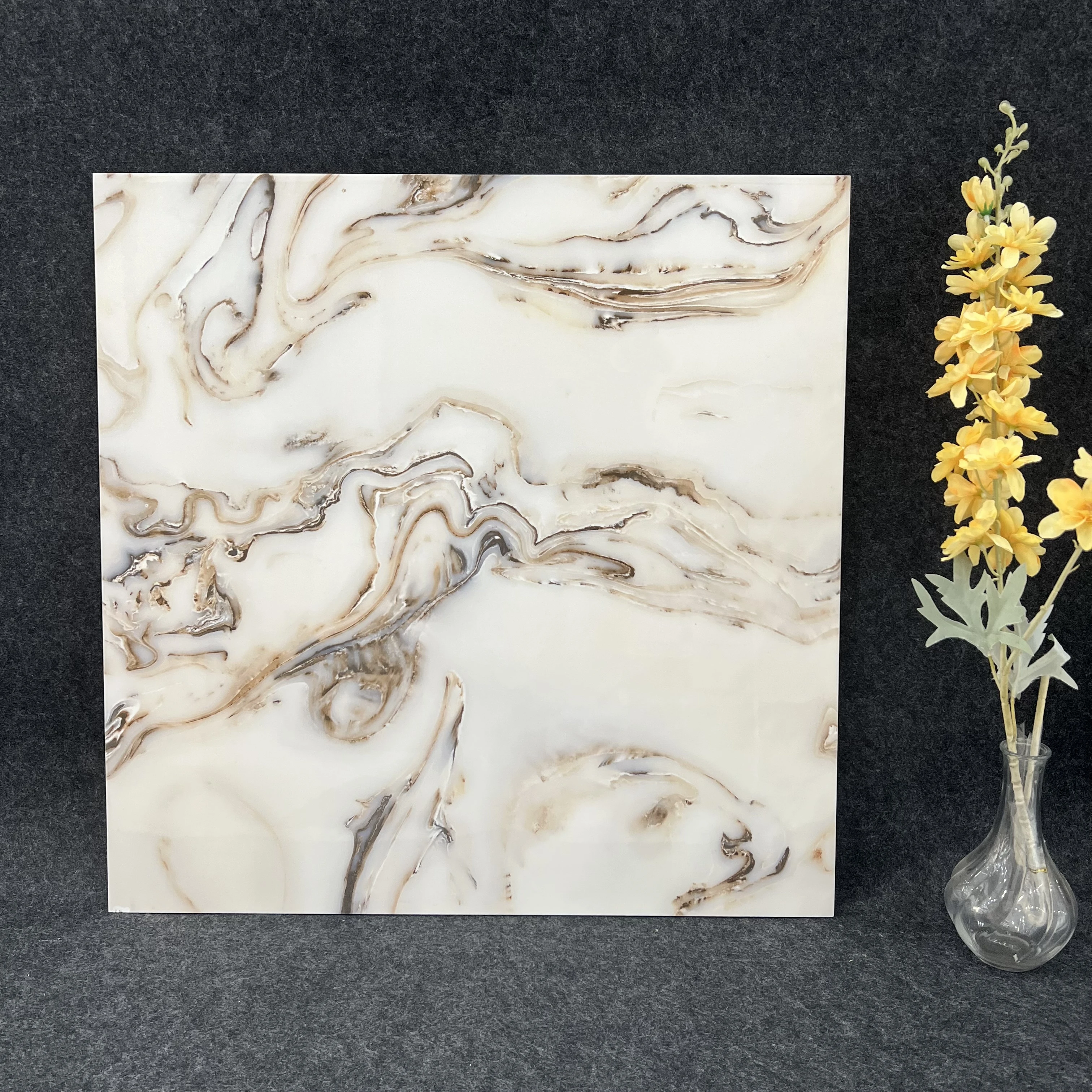 Cheap price  600*600mm jade stone ceramic glossy  floor tile for bedroom floor