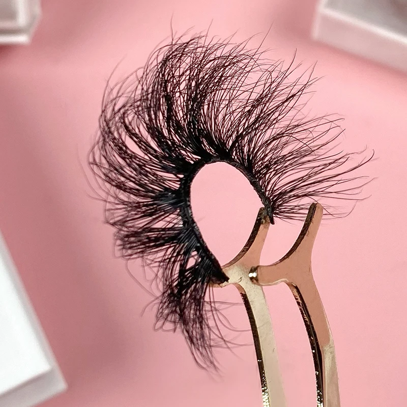 
Free private label custom logo eyelash case fluffy 25mm real mink eyelashes wholsale 5d full strip lashes vendor 