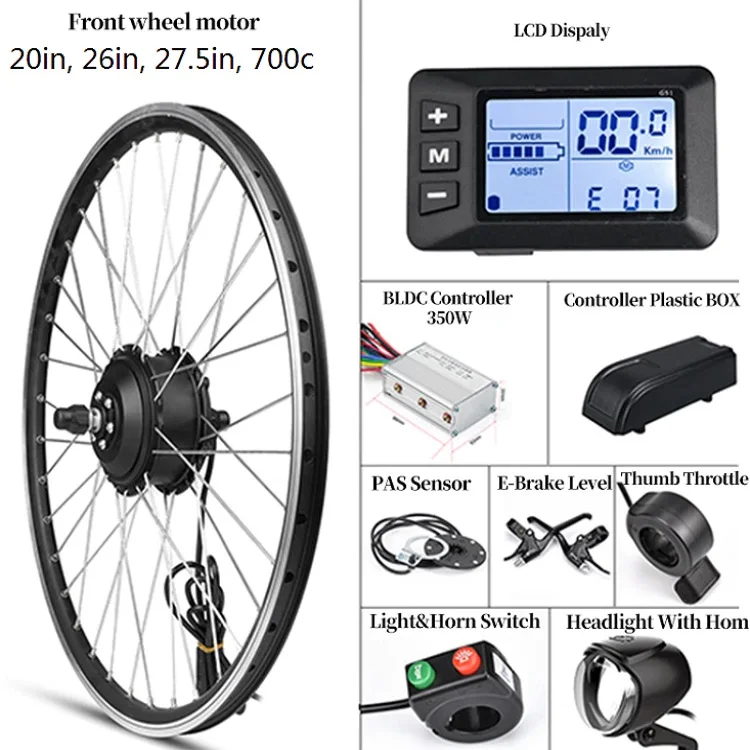 
DIY 36V 48V 250W 350W 500W 20inch 26inch 28inch 700c Electric Bicycle Front Rear Wheel Hub Motor Conversion Kit 