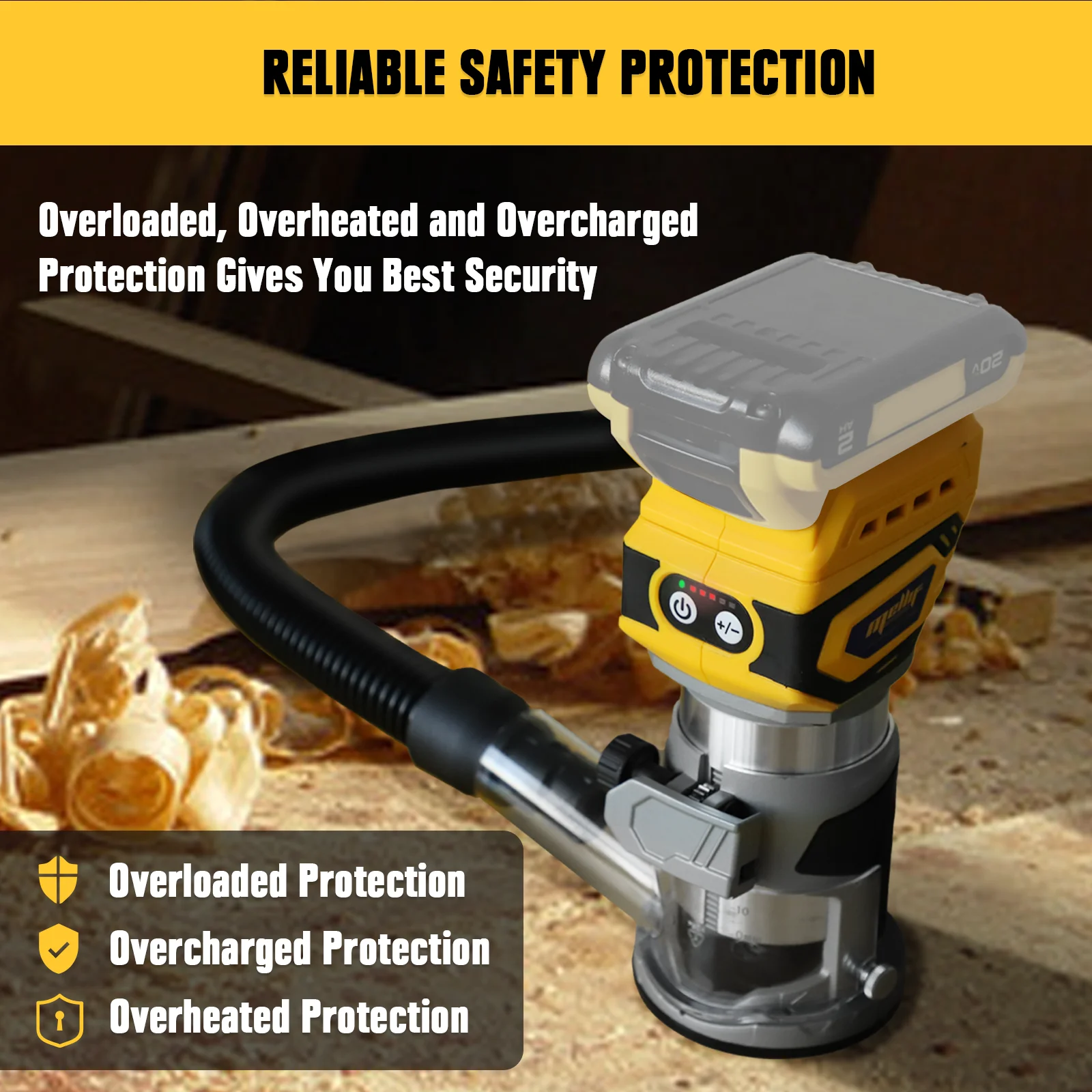 Mellif Cordless Compact Trimmer Router, Brushless motor for DEWALT 20V MAX Battery(battery not included)