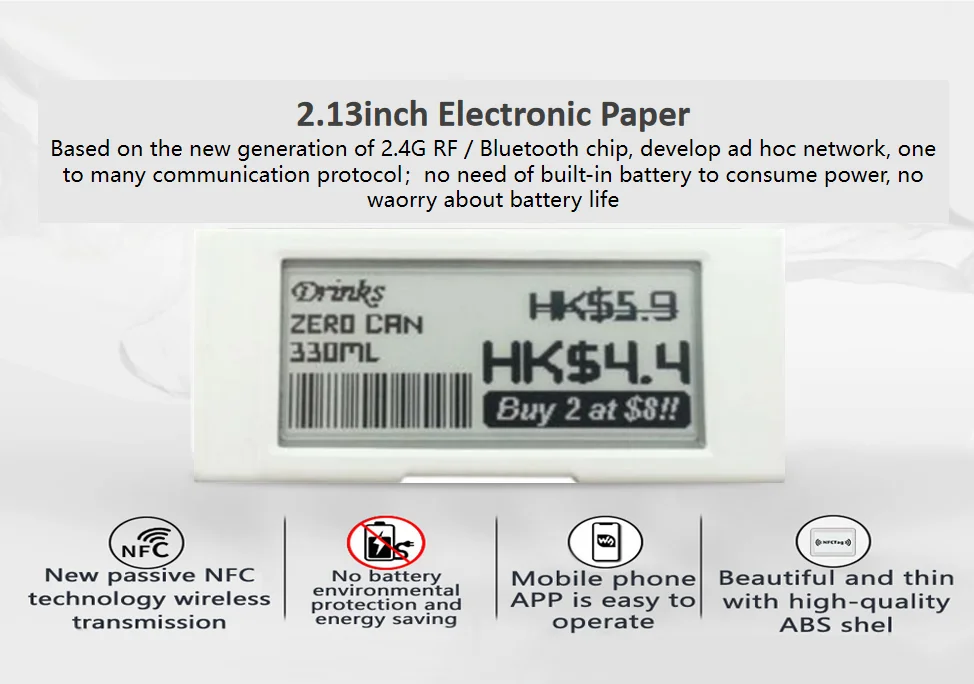 Electronic Shelf Label 2.9 inch E-paper Display Price Tag