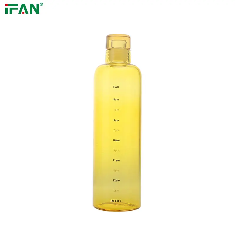 Transparent Pink Orange Black Blue High Borosilicate Bottles Time Scale Glass Water Bottle Drink Bottle