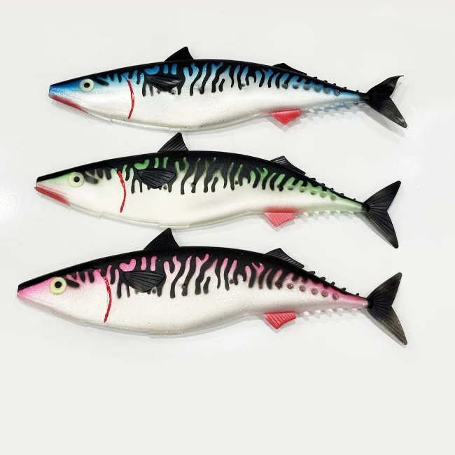 Spanish Mackerel Big Game Rubber Soft Lure Coat Hollow Body Fishing Tackle Trolling Lure