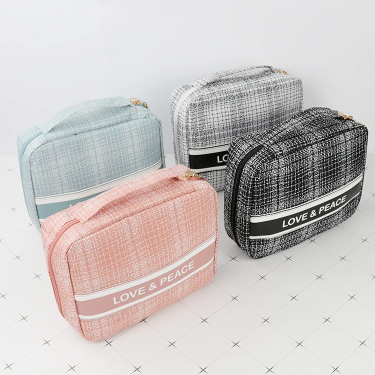 Custom Logo Portable Handle Makeup Bags Cosmetics Storage Travel Toiletries Bag For Women