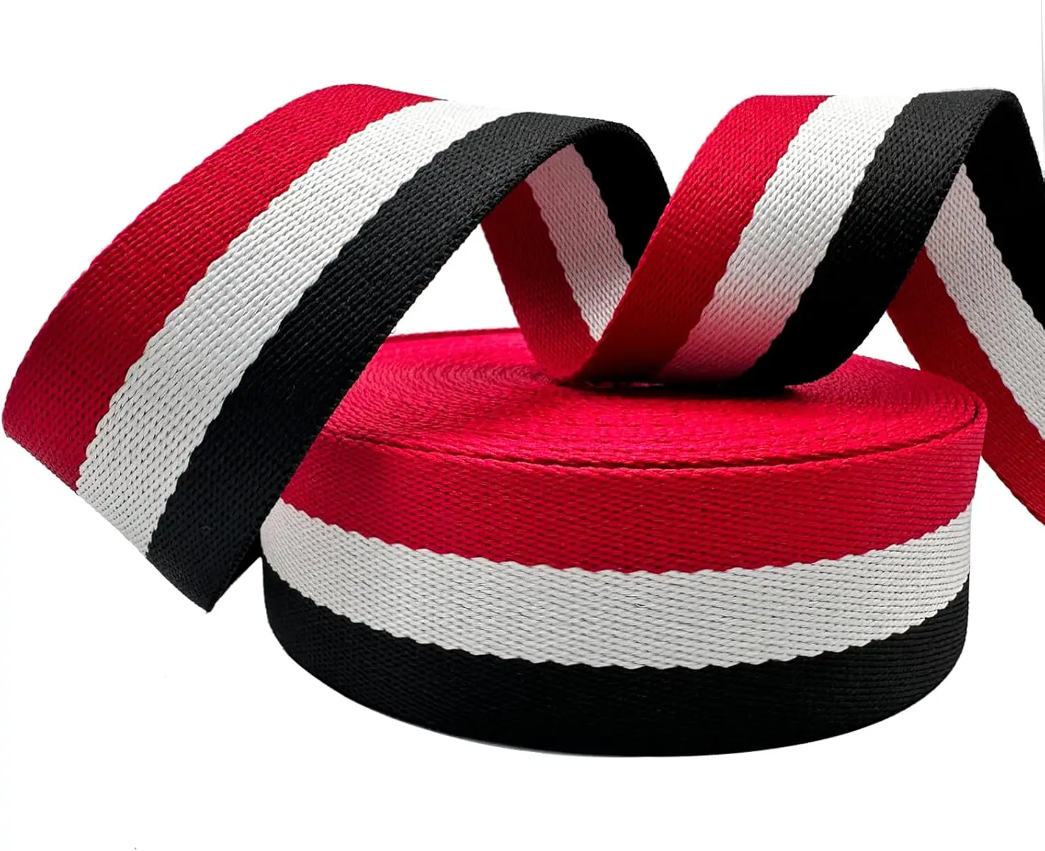 Factory wholesale 1.5inches striped jacquardpolyester/cotton webbing strap roll
