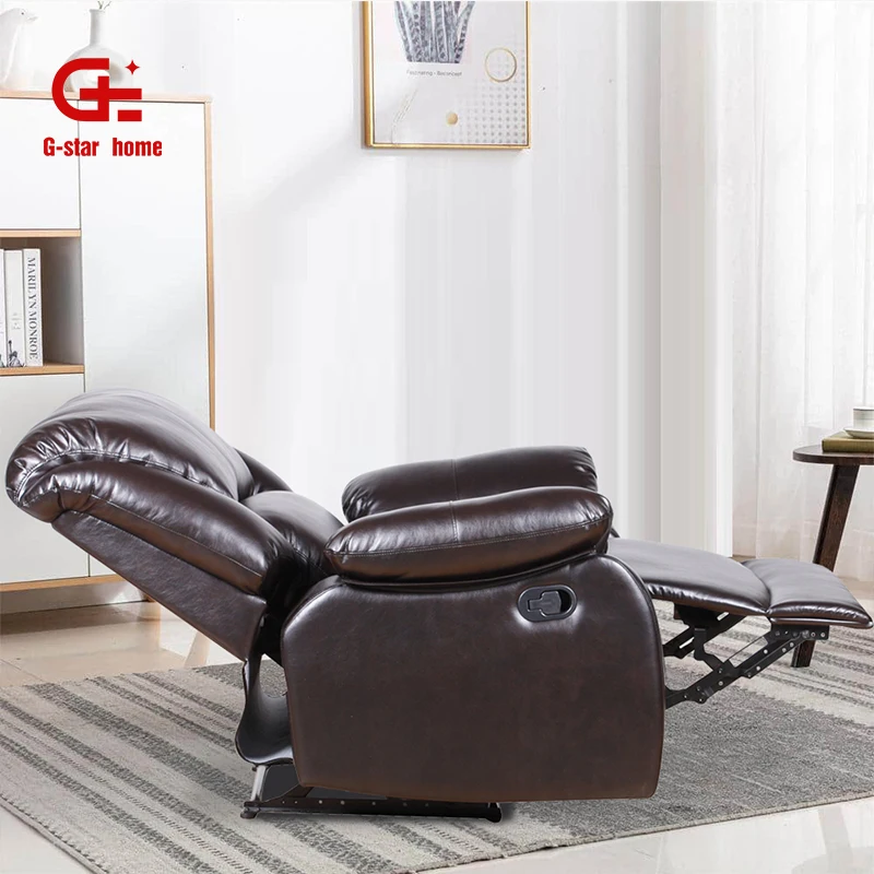Modern Style Single Seat Recliner Sofa Chair Furniture Black PU Leather Manual Couch Living Room Sofa Set Furniture