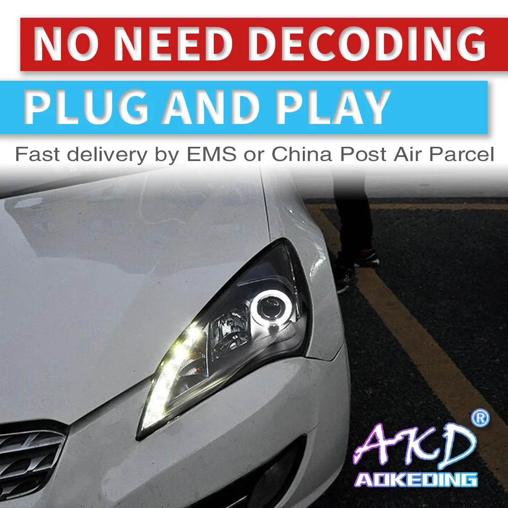 AKD Car Styling for Hyundai Genesis Coupe Headlights Rohens LED Headlight H7 D2H Hid Option Angel Eye Bi Xenon Beam
