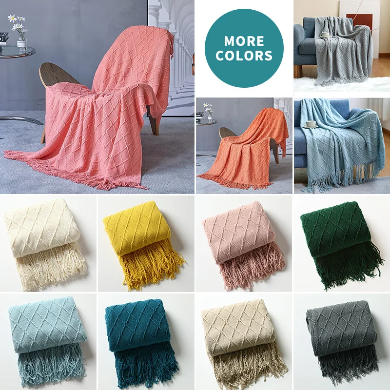 Nordic Style Knitted Tv Nap Blankets Home Sofa Bed Soft Travel Air Condition Blankets