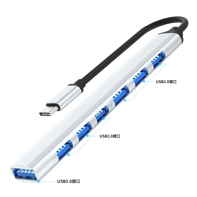 type c hub Multiple port OTG adapter 7 in 1 USB3.0 to 7 ports USB 3.0 2.0 Mini portable hub USB C for multi mobile device